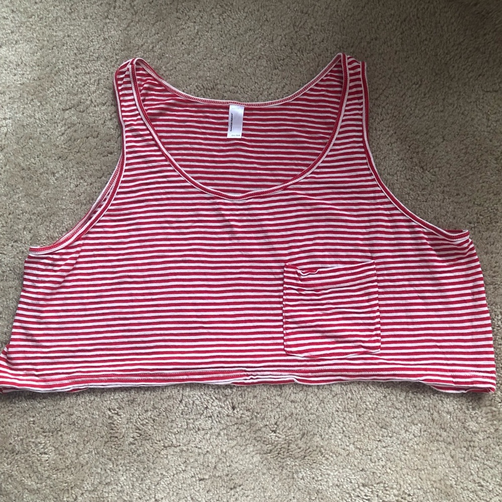 American Apparel red and white tank crop top